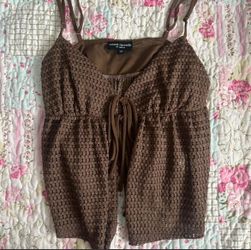 Brown Crochet Babydoll Top