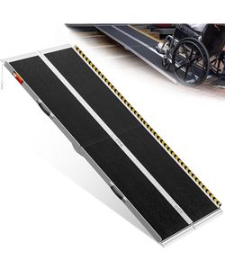 Portable Wheelchair Ramp 7FT, Seamless Non-Slip Aluminum Ramps for Wheelchairs for Home, Handicap Wheelchair Ramps for Home Steps, Aluminum Loading Do