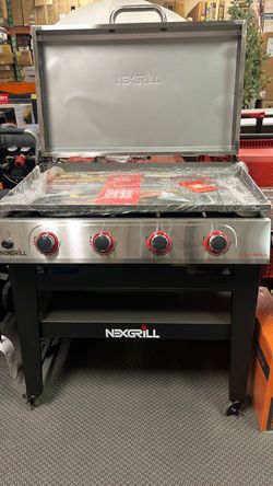 Nexgrill Daytona 4-Burner Propane Gas Grill 36 in. Flat Top Griddle in Black with Stainless Steel Lid