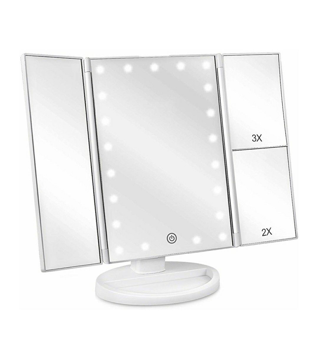 Makeup Vanity Mirror with Lights, 2X/3X Magnification, 21 Led Lighted Mirror with Touch Screen,180° Adjustable Rotation,Dual Power Supply