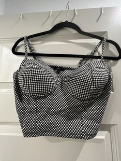 Checkered Crop Top With Built In Bra Size Large