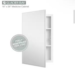 Glacier Bay 16 in. W x 26 in. H Rectangular Wood Composite Medicine Cabinet with Mirror