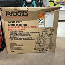 RIDGID K-4310 FXP 3/4 in. Drain Cleaning Drum Machine, Includes 8-Piece Tool Set, Bag, Gloves, 2 FXP Battery-8.0 Ah and Charger $4,500  