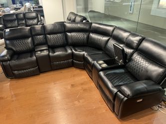 New Power Reclining Sectional.  Grey, Brown, Black.  97” X 97”.  Free Delivery!