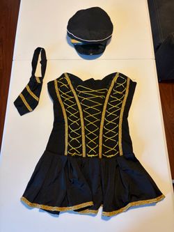 Black and Gold Sexy Captain Costume Dress Set