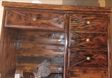 Rustic Wood Dresser with X-Pattern Drawers