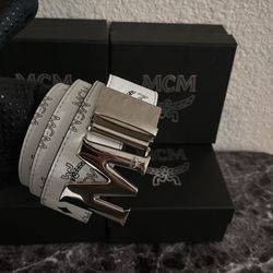 White & Silver Leather Belt 