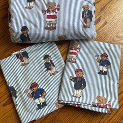 3 Sets Polo Ralph Lauren Bear Size Twin Sheet 3 Piece Set.    Yankees Knicks Vintage Jerseys Mets Nike Adidas Nintendo Sneakers Toys Weights Jordan 
