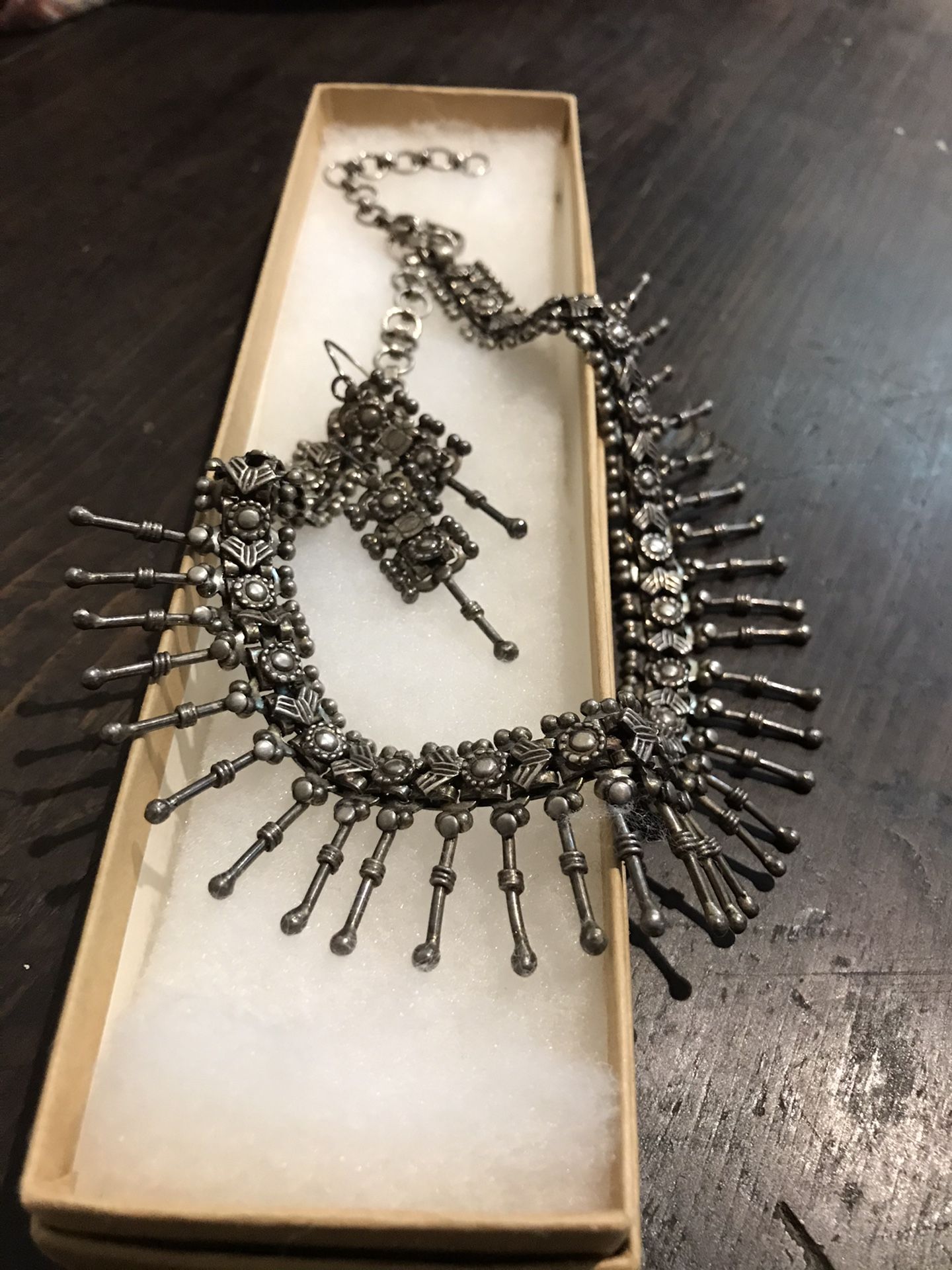 Black Metal Indian Choker Necklace N Earrings