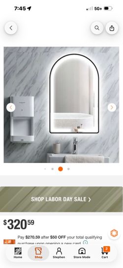 Black Arched Wall Mount Mirror with LED lights