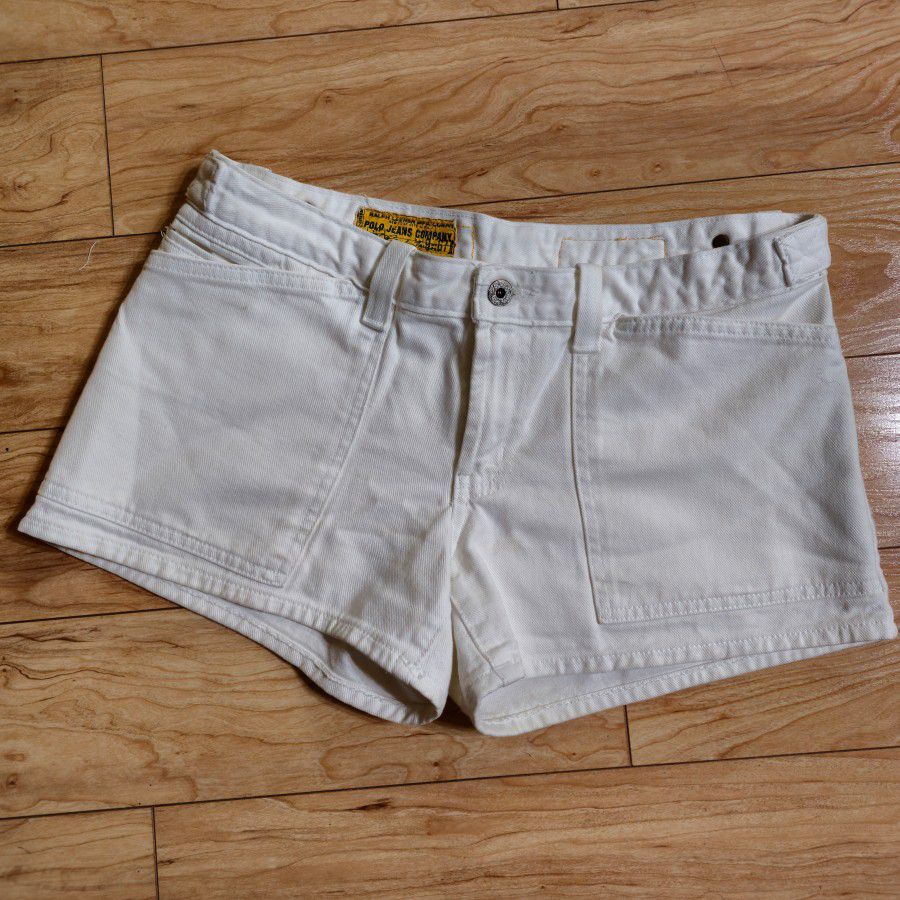 Polo Jeans Ralph Lauren Military Surplus Low Rise Multipocket White Denim Shorts / Size 8
