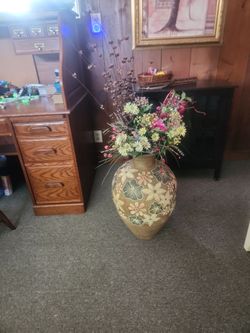 Large Decorative Floor Vase with Floral Design