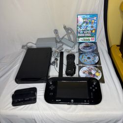 Nintendo Wii U 32GB Black Deluxe Console & Gamepad Mario Kart 8 System Bundle