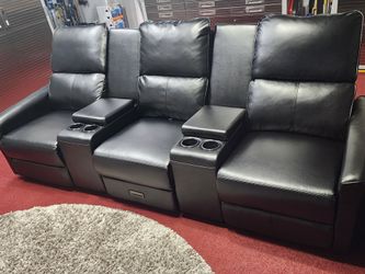New Reclining Couch with Cup Holders and Power Outlets.