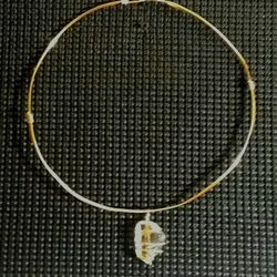 Double Banded Silver Choker With Crystal Glass Floating Pendant 