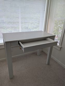 Simple White Writing Desk with Pull-Out Drawer - Great for Projects/Staging