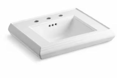 White Ceramic Pedestal Sink Basin
