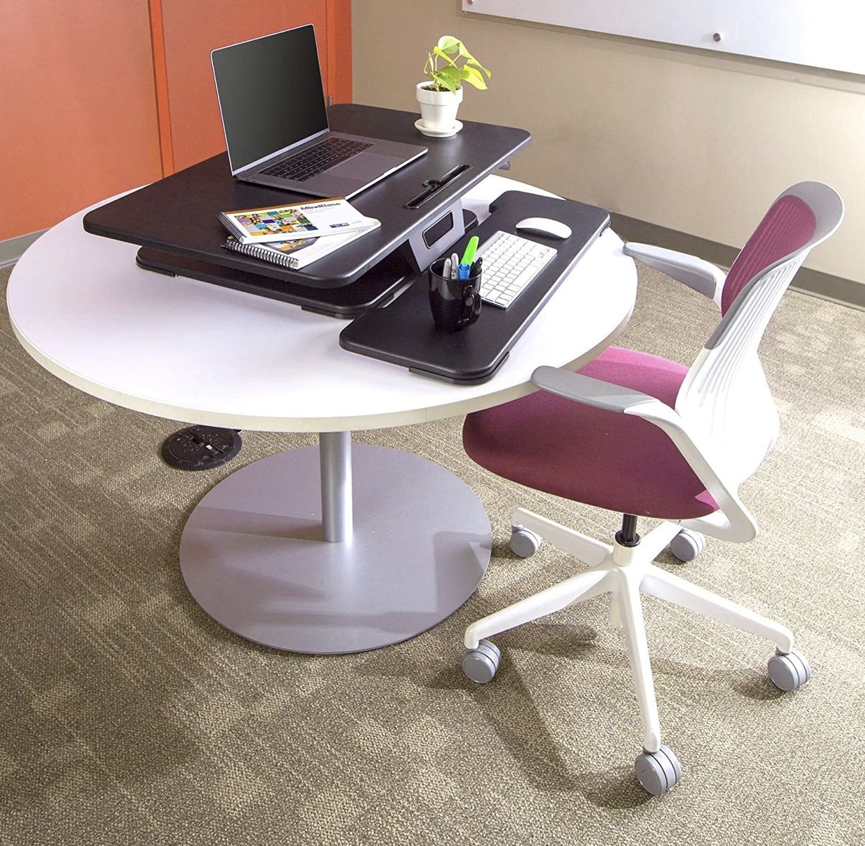 Stand Up Desk Store AirRise Plus Two Tier Space Saving Standing Desk Converter (Black, 36")