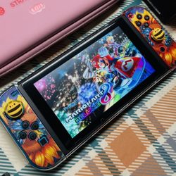 Nintendo Switch 32GB V2 Console System Neon Red Blue Joycons Tested With Extras