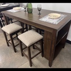NEW! Thick Fine Wood Pub Dining Set With Storage!  