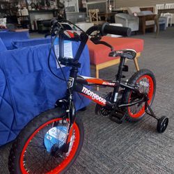 16” Mongoose Kids BMX Bike – Black & Orange, Training Wheels, Ages 3–5, Brand New in Box