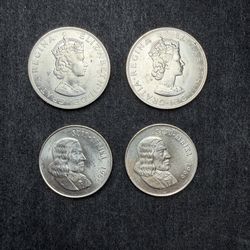 4 Silver Coins South Africa And Bermuda