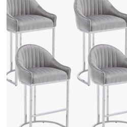 Grey Bar Stool Chairs (4)
