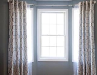 Kenney® Mission 3/4" Decorative Bay Window Curtain Rod, 78-144"- Brushed Nickel