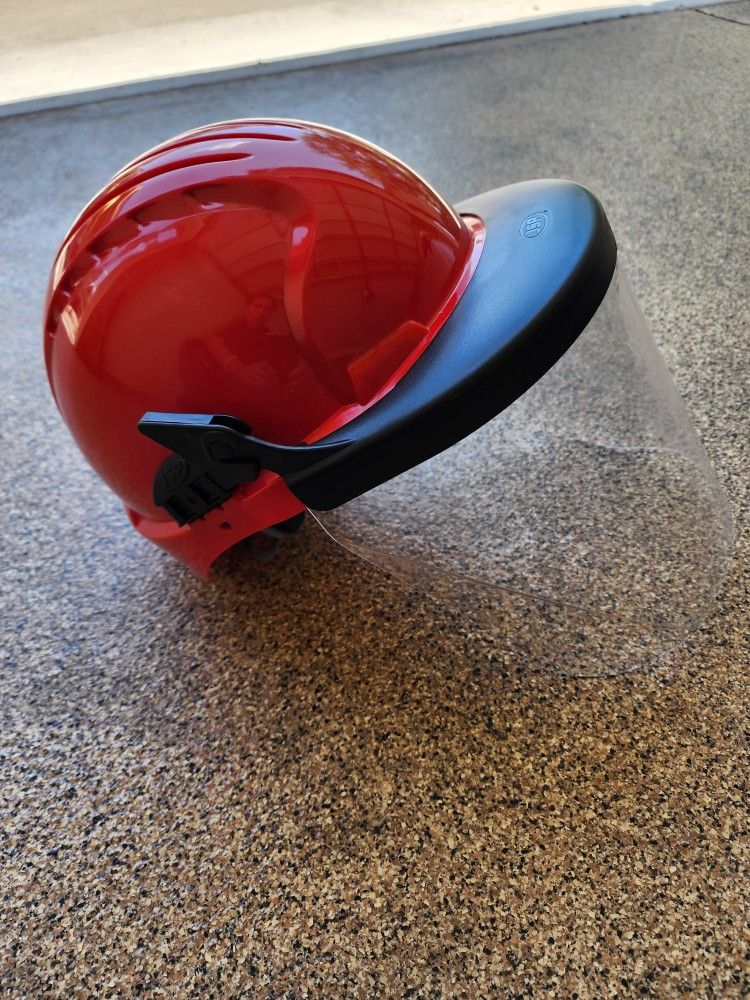 Red Safety Helmet with Visor