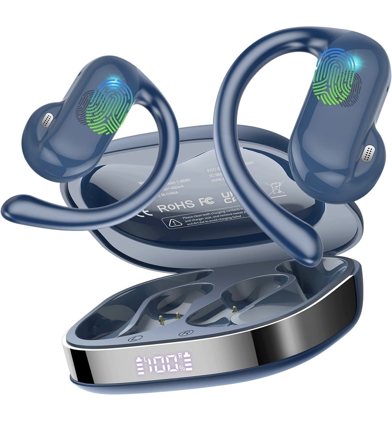 Open Ear Earbuds, Bluetooth 5.4 Wireless Earbuds with Ear Hooks, 32H HiFi Stereo Open Ear Headphones with Clear Calls, IPX7 Lightweight Air Conduction