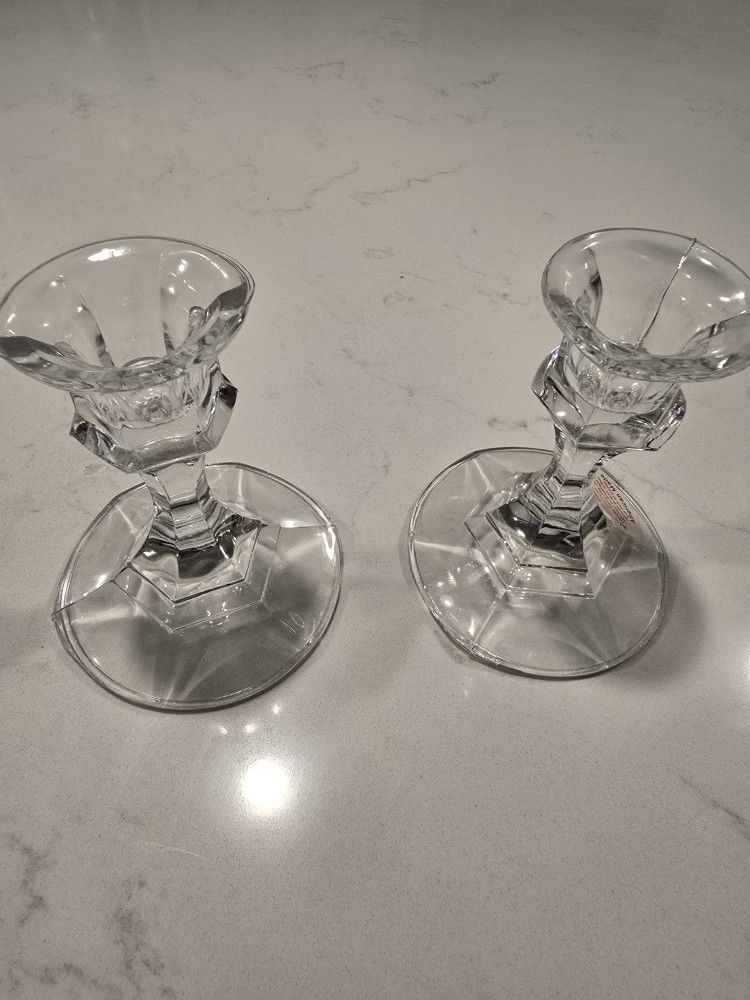 Crystal Candle holders 4.25 inches
