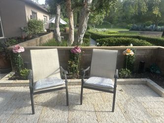 2PCS Steel Teslin Outdoor Dining Armchairs Chaise Lounge