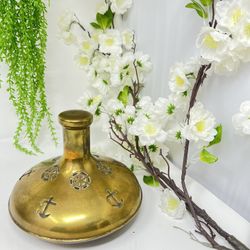 Vintage Nautical Brass & Glass Liquor Decanter – Made in Sweden – 5.5”