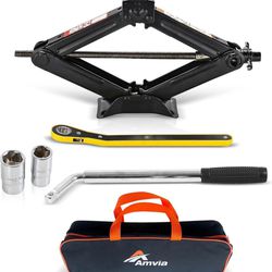 New Car Jack Kit | Scissor Jack for Car 3 Ton (6,600 lbs) - Tire Jack Tool Kit | Portable, Ideal for SUV and Auto - Universal Car Emergency Kit with L