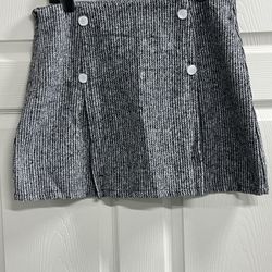 Shein Black & White Tweed Mini Skirt with Buttons - Size 12 - NWT