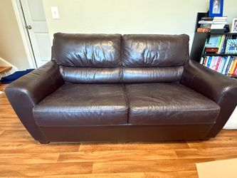 Brown leather sofa (loveseat)