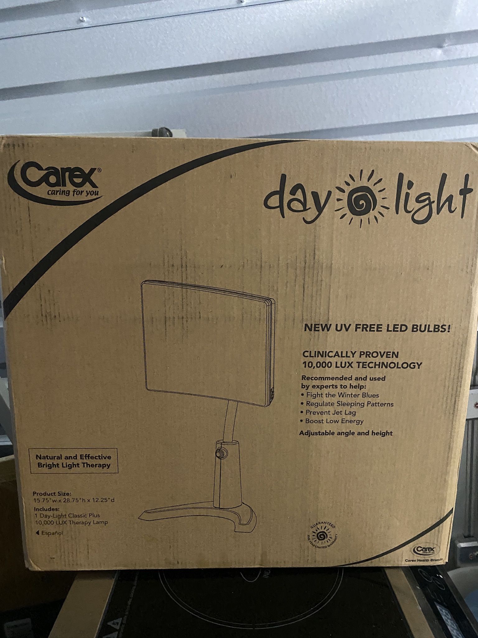 Carex Day-Light Classic Plus Sunlight Therapy Lamp - 10000 LUX Therapy Lamp at 12 Inches, LED Bright White Light with Adjustable Height and Brightness