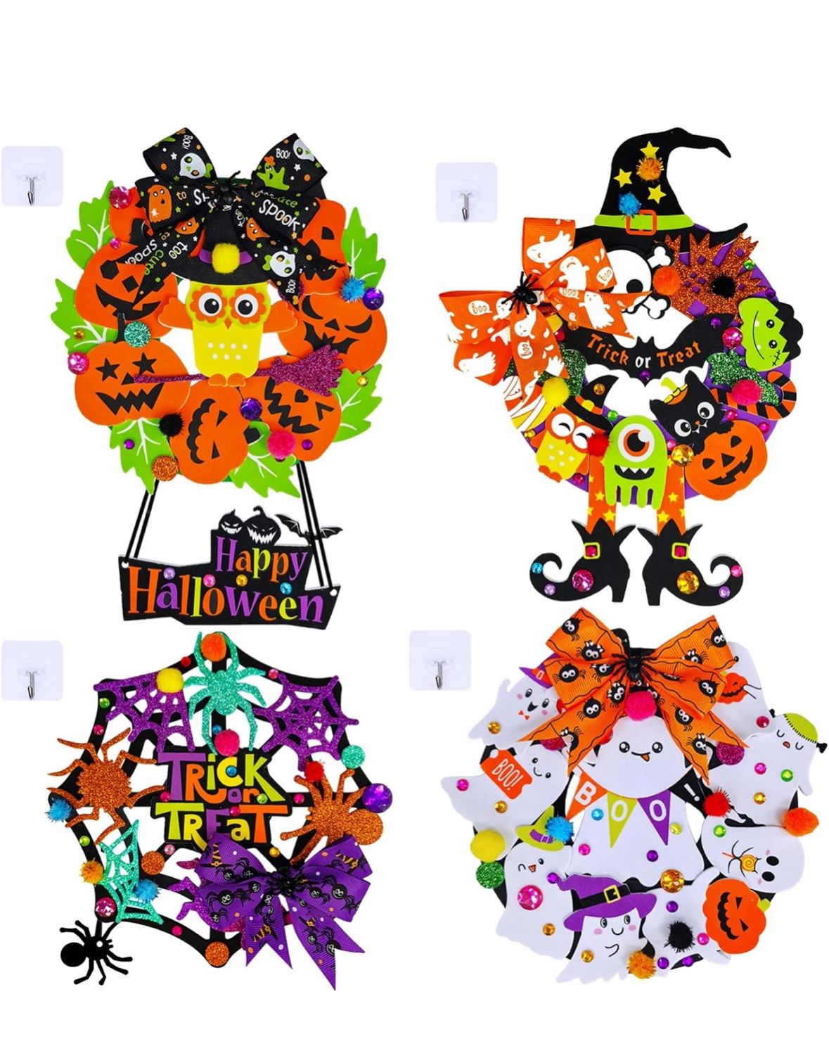 12 Sets Halloween Wreath Signs Decorations DIY Halloween Craft Kits