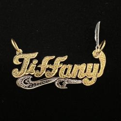 $625 Two Tone Gold Tiffany Name Plate Charm