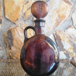 Vintage Brown Bottle Old Fitzgerald Man O' War Horse Glass Whiskey Decanter