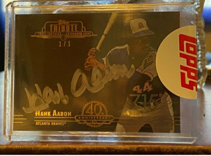 2014 HANK Aaron Topps Tribute Very Very Rare 1of 1 Onex Refractor Auto Sh