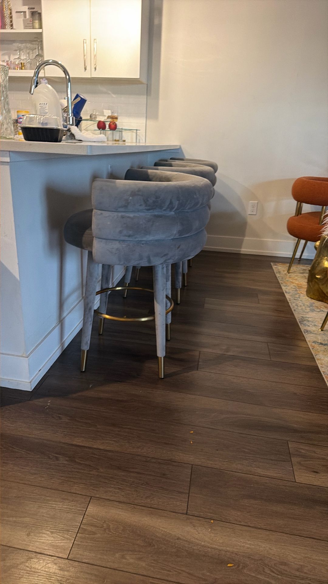 Gray suede Bar Stools