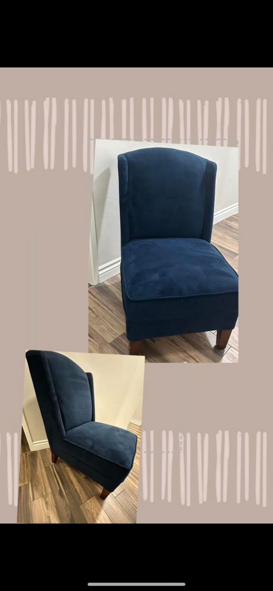 Navy blue velvet accent Chair
