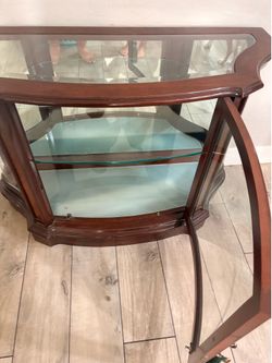 Solid Wood Curio Display Cabinet with Glass Shelves & Locking Door