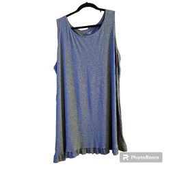 LOGO Layers Sleeveless Tank Gray Ruffled Hem 3X