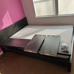 IKEA Queen Bed Malm, Mattress And Sliding Table 