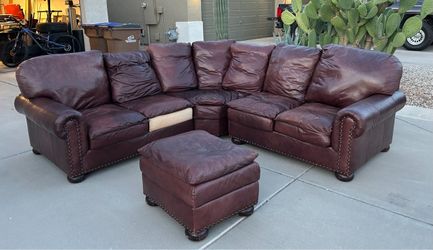 Leather Sectional Sofa with Ottoman