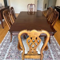 7 Pieces Dinning Table Set with Extension and Console table