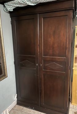 Dark Wood Armoire with Double Doors