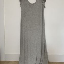 Women Maternity Pink Blush Brand Gray Maxi Dress